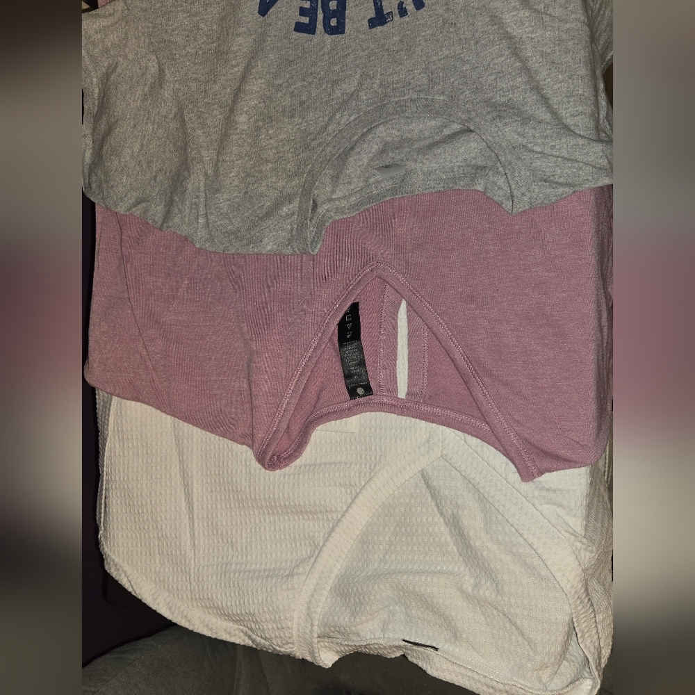 Casual Short Sleeve Tees - Gray, Pink, and White